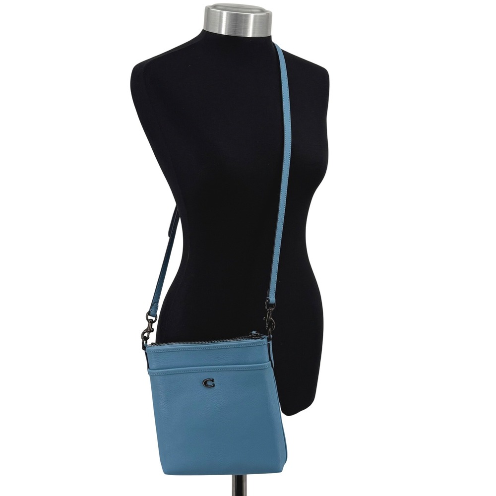 Coach Kitt Messenger Bag Blue Crossgrain Leather Women's Crossbody‎